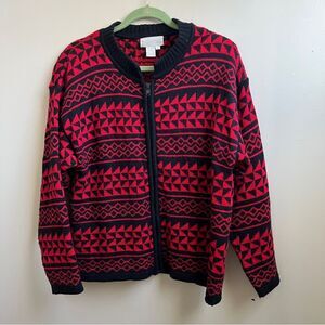 Justine Todd Vintage wool blend cardigan ski sweater Large